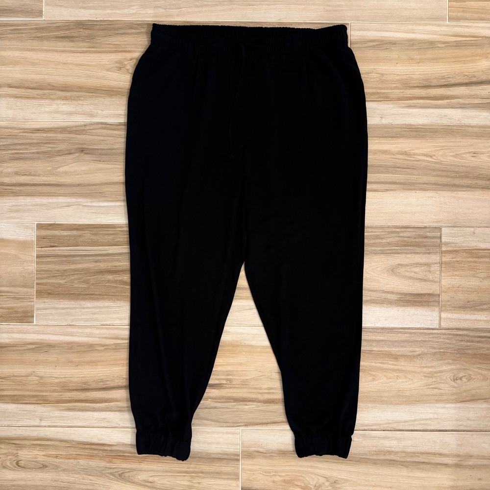Polo Ralph Lauren Black Dressy Crepe Joggers Women's Size XL Elastic Waist